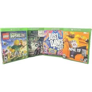 Xbox One Game Lot Of 4– LEGO Worlds, Just Dance 2017, NHL 19, Monster Energy